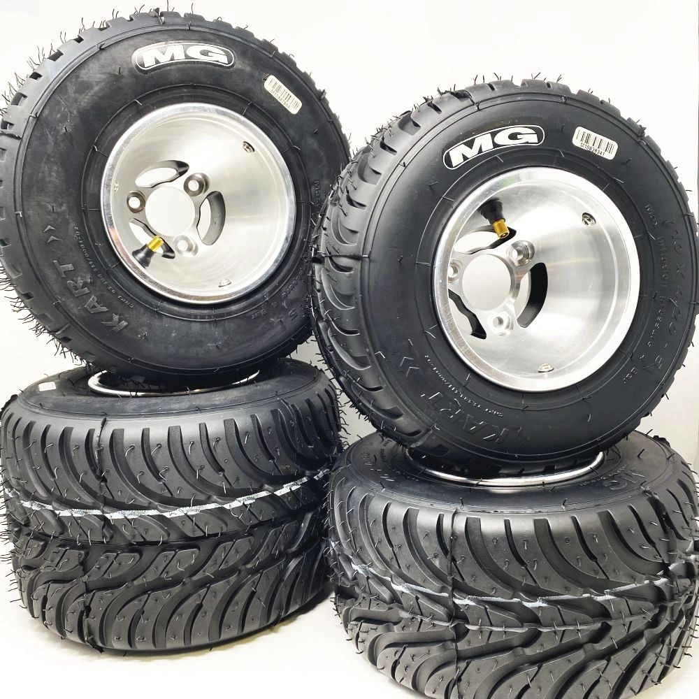 Mounted MG Rain Tires on Douglas LiteCast Wheels Complete Set 10x4.20